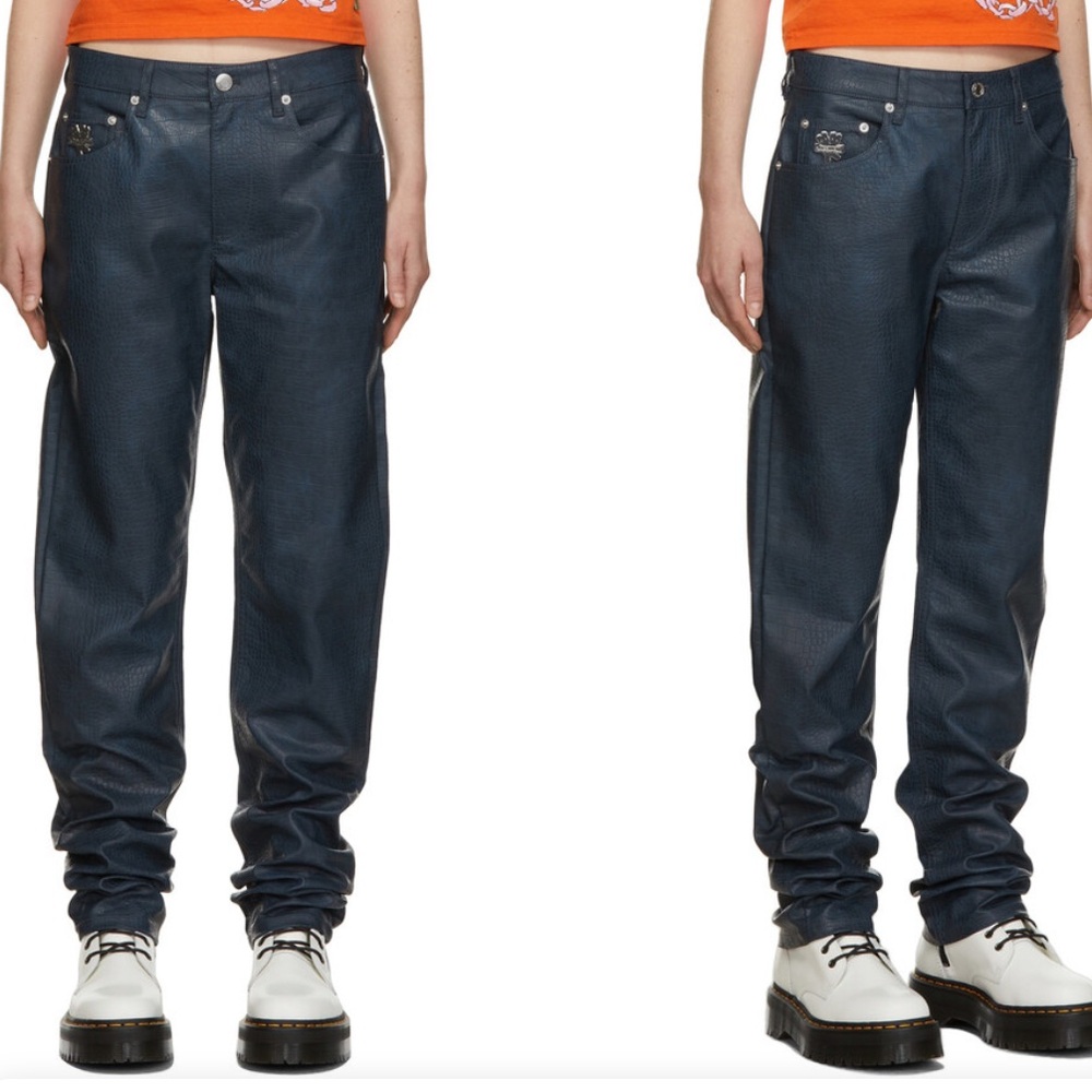 HEAVEN by MARC JACOBS CROC EMBOSSED VEGAN LEATHER PANTS JEANS